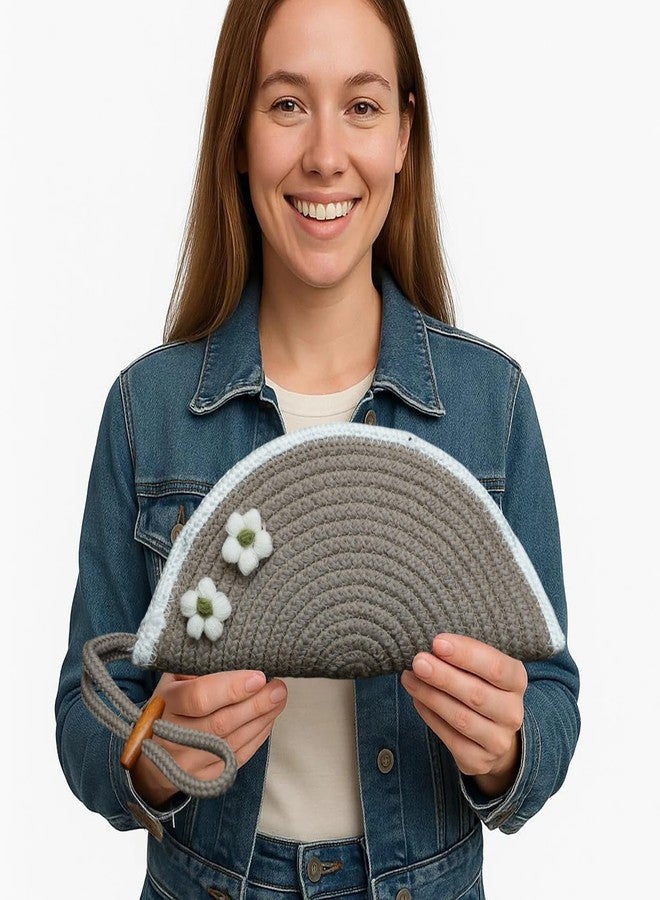 Ariya Women Clutch Handbag with Flower (4077 | Beige) Handcrafted PP & Cotton Blend Clutch, Perfect for Ladies & Girls, Lightweight Stylish Purse for Parties, Special Occasions, Casual & Formal - Image 4
